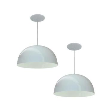 Imagem de Kit 2 Luminária Pendente Meia Lua 24cm Com Interior Branco Brilho Fiaç