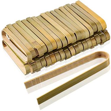 Imagem de 150 peças de mini pinças descartáveis de bambu de 10 cm, pinças de torradas, utensílios de cozinha descartáveis de madeira, verde natural para buffet, uso doméstico, suprimentos de chá