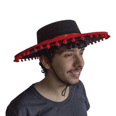 Imagem de Chapéu Espanhol Mariachi Vermelho e Preto - Extra Festas