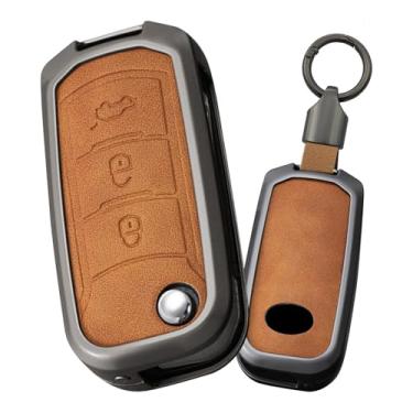 Imagem de HIBEYO Capa de chaveiro compatível com Trumpchi GA3 GA4 GA5 GA6 GA8 GS3 GS4 GS5 GS7 GS8 M6 M8 2018 2019 2020 Acessórios Suporte inteligente dobrável de couro e liga de zinco com chaveiros-B tipo