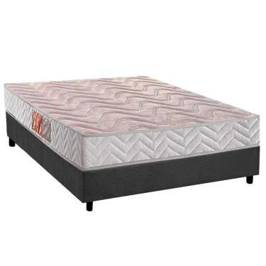 Imagem de Conjunto Box Viúva: Colchão Espuma Paropas D28 Pasquale Clean + Base CRC Suede Gray (128x188)