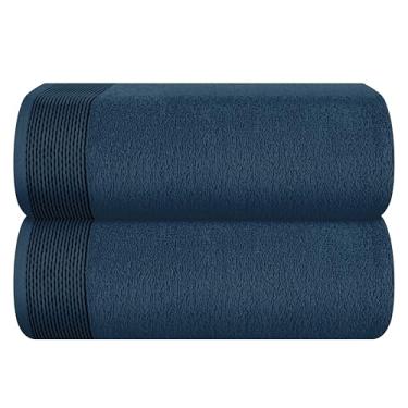 Imagem de Belizzi Home Pacote com 2 lençóis de banho grandes de algodão 89 x 187 cm, lençol de banho grande, ultra absorvente, compacto, ecológico e 100% reciclável, secagem rápida e toalha leve - azul mineral