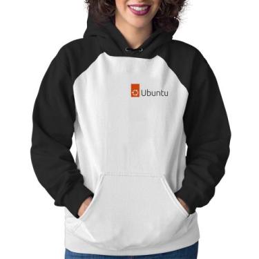 Imagem de Moletom Feminino Ubuntu Linux - Foca na Moda, Branco, Preto, P