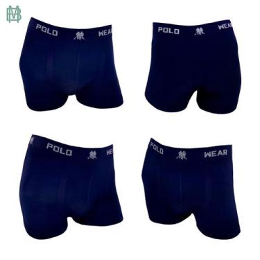 Imagem de Kit 4 Cuecas Boxer Polo Wear Masculina Microfibra - Azul Marinho, Azul