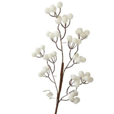 Imagem de Galho Decorativo com Bagas de EPS Branco - Carmella Presentes, 57cm