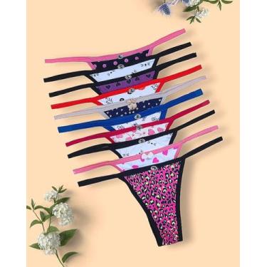 Imagem de kit 8 Calcinhas Tanga Fio Dental Ana Estampada Colorida  - Luega Linge