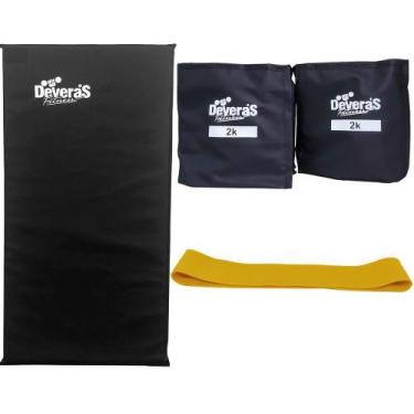 Imagem de kit de ginástica com mini band leve tornozeleira de peso 2kg e colchon