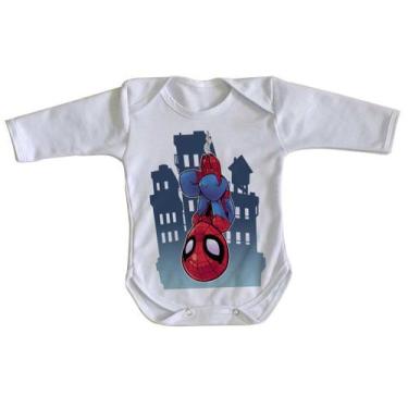 Imagem de body nenê criança roupa bebê manga longa Spider Man homem aranha - Emp