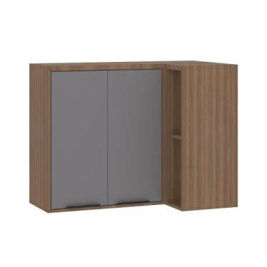 Imagem de Armário Aéreo Cozinha Canto Reto 95cm 2 Portas Aspen Vanilla - LUCIANE