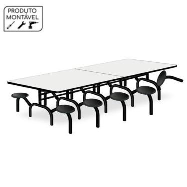 Imagem de Mesa p/ Refeitório ESCAMOTEÁVEL 10 Lugares  - MDF BRANCO DE 25 MM - PO