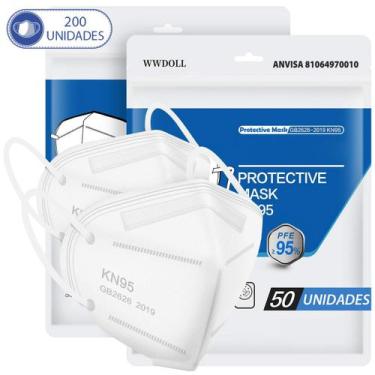 Imagem de 200 Máscaras Respiratórias KN95 Branca WWDoll Código Anvisa