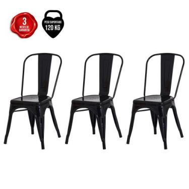 Imagem de Kit 3 Cadeiras Tolix Iron Industrial Preta - Cadeiras INC