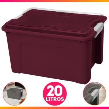Imagem de Caixa Organizadora 20L Transparente Ou Sólida Com Travas Brinquedos Li