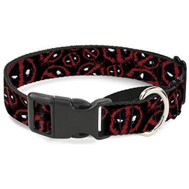 Imagem de Coleira para cachorro com logotipo martingale Deadpool Splatter espalhado preto, vermelho, branco, 38 a 66 cm 2,5 cm de largura