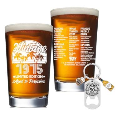 Imagem de Copos de cerveja de aniversário de 50 anos para mulheres e homens - Informações vintage de 1972 para de 50 anos - Copos de cerveja para homens e mulheres - Ideias de decorações de suprimentos de festa para 50 anos - 1 pacote