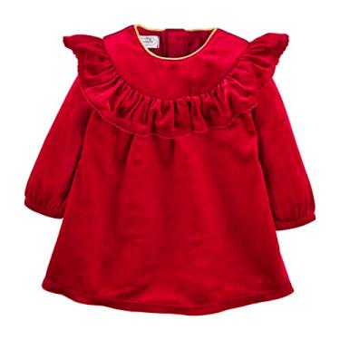 Imagem de Mud Pie Vestido feminino tamanho único para bebês, Veludo vermelho, 5 Anos