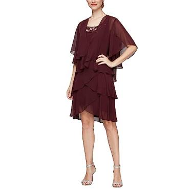 Imagem de S.L. Fashions Vestido feminino de chiffon para mãe da noiva, vestido de convidada de casamento (tamanhos pequenos e regulares), Recorte de figo, 40