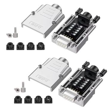 Imagem de Willwewon Conector de breakout fêmea DB9, adaptador serial D-SUB 9 pinos RS232 RS485 para módulo de sinal de conector de terminal com porcas de parafusos de caixa de metal