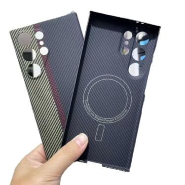 Imagem de Waillynice Capa de fibra de carbono original para Samsung Galaxy S24 Ultra Antiqueda com design de capa de fibra de aramida S24ultra (600DColor(Mag) fina, para S24 Ultra)