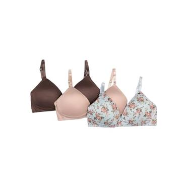 Imagem de TAHARI Pacote com 3 sutiãs de treinamento sem aro para meninas – alças ajustáveis, macio e confortável, ideal para adolescentes e iniciantes, Floral azul, 34A