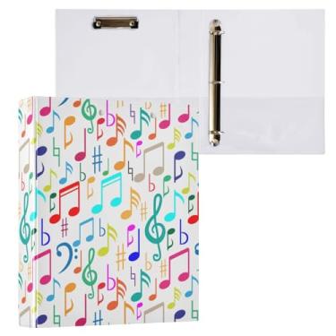 Imagem de Fichário colorido para notas 3 de música, fichário decorativo de 3,8 cm, com prancheta e 3 bolsos transparentes, comporta 200 folhas de papel tamanho A4 para escola, escritório em casa