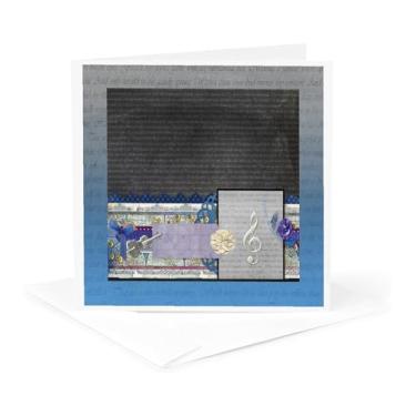 Imagem de 3dRose Tema musical, violino, notas musicais, flores, palavras, laço, azul, roxo - cartão comemorativo, 15 x 15 cm, simples (gc_254529_5)