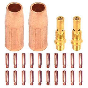 Imagem de Acessório de pistola de soldagem Mig 11-35 kit de 0,12 cm para pistola Forney 140 FC-i Mig: 20 peças pontas de contato 11-30 0.1 cm + 2 bicos de gás 21-50F + 2 peças 35-50 difusos de soldagem