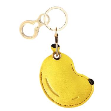 Imagem de Capa de couro compatível com AirTag, linda capa protetora para Apple Air Tag com anel de chaveiro, antiarranhões, rastreador GPS para chaves, bolsa, animais de estimação (banana)