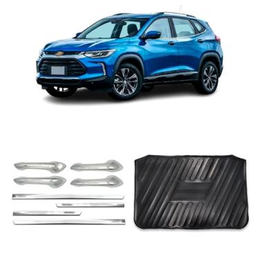 Imagem de Kit para Adaptável Para Tracker 2020 2021 2022 2023 Aplique Maçaneta 4 Portas C/1 Keyless Protetor de Porta-Malas Friso Lateral da Porta Slim.