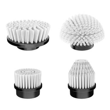 Imagem de Escova elétrica giratória, pacote com 4 cabeças de escova, 4 peças de cabeças de escova substituíveis para esfregão de chuveiro elétrico para limpeza, adequado para todas as marcas de escova de