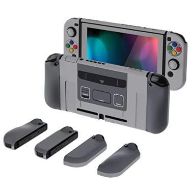 Imagem de PlayVital AlterGrips Capa protetora acoplável com aderência ergonômica para Nintendo Switch, capa Joycon intercambiável com protetor de tela e tampas de aperto de polegar e tampas de botão - SFC SNES estilo clássico da UE