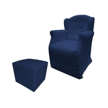 Imagem de Poltrona Cadeira De Amamentação Com Balanço Manu Suede Azul Marinho Ms