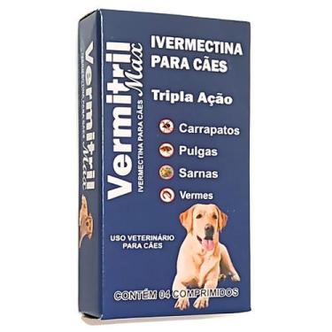 Imagem de Vermitril Comprimidos Mastigáveis Anti Carrapatos e Pulgas para Cães d