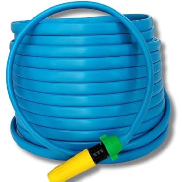 Imagem de Mangueira de jardim Plana com Design Anti-Torção, Mangueira de Água Flexível com Esguicho e Conector com Redução, Resistente (50M)