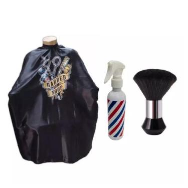 Imagem de Kit Completo Para Barbeiro Cabeleireiro Capa Para Corte Espanador Boli