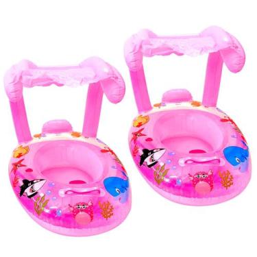 Imagem de 2 Boias com Cobertura Bote Baby Infantil +24meses Rosa - Goal Summer