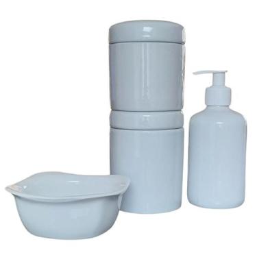 Imagem de Kit higiene bebê 4 peças - Potes, porta álcool e molhadeira - Porcelan