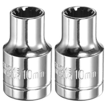 Imagem de HARFINGTON 2 peças soquete de 12 pontos 1/5.1 cm por soquete métrico raso de 10 mm, aço cromo vanádio, soquetes padrão de 12 pontos, ferramenta manual mecânica para reparo de carro, manutenção