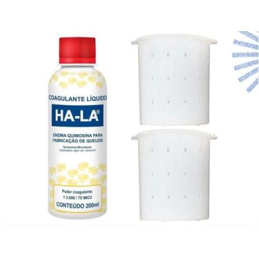 Imagem de Kit 1 Coalho Líquido Ha-la 200ml + 2 Formas Queijo Minas 500g