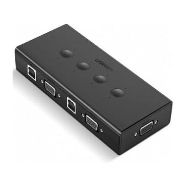Imagem de Switch Box Compartilhamento Kvm com 4 Portas VGA 3x Usb A 4x Usb Tipo B Hub Adaptador Vídeo Conexão Plug and Play Ampla Compatibilidade Design Portátil e Leve Preto MPOWER