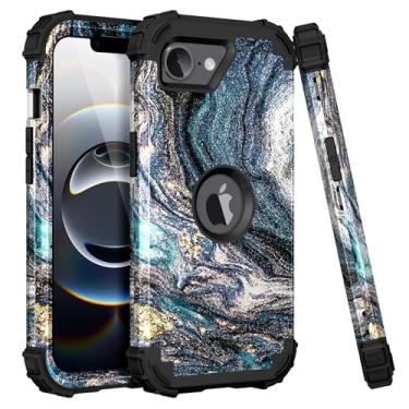 Imagem de Casewind Capa para iPhone 16e 2025, padrão de mármore, 3 em 1, resistente à prova de choque, plástico rígido + borracha de silicone, híbrida, capa protetora feminina e masculina para iPhone 16E, 6,1