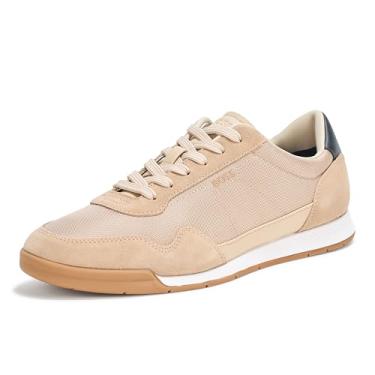 Imagem de BOSS Tênis masculino de couro de titânio discreto, Bege areia, 41