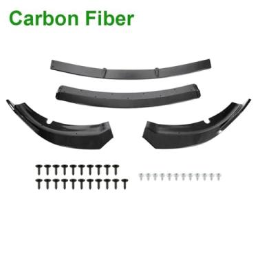 Imagem de 4 peças de carro pára-choque dianteiro spoiler splitter body kit compatível para dodge charger compatível para srt 2015-2020(Carbon Fiber)