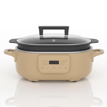 Imagem de INDY VAC Magnifique 6 Quart Multi-Cooker, Com Caçarola 8 Em 1, Panela Elétrica Programável, Forno Holandês, Macarrão, Antiaderente, Panela Segura Para Forno A 500 °F, Açúcar Mascavo