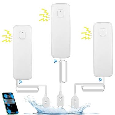 Imagem de Shonmau Kit Detector De Vazamento De Água Wifi 3Pcs, Alarme De Sensor De Água De 80 Db, Alarme De Vazamento De Bomba De Depósito, Monitoramento Remoto Gratuito Do Aplicativo Tuya Para Vazamento De Á
