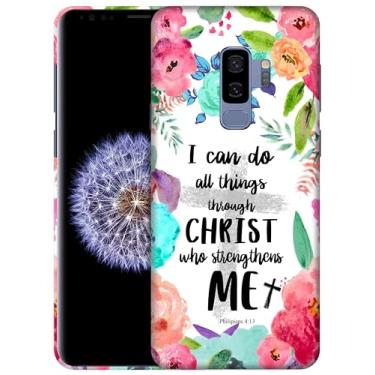 Imagem de GlamCase Capa para Samsung Galaxy S9 Plus, Galaxy S9 Plus - I Can Do All Things Through Christ impressa fina e elegante capa protetora de plástico rígido para celular traseira para Samsung S9+ branca