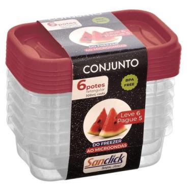 Imagem de Conjunto Leve 6 Pague 5 Potes Quadrados Graduados 300 ml - Plásticos S