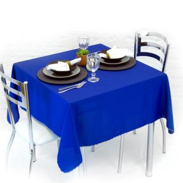 Imagem de Toalha de Mesa Quadrada 4 Lugares 1,40 x 1,40 Lisa - Cozzilar, Azul