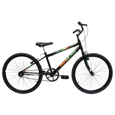 Imagem de Bicicleta Aro 24 Bike Sem Marcha Masculina e Feminina Saidx Premium, Quadro em Aço, Freio V-Brake (Preto/Verde/Laranja)