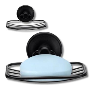 Imagem de Suporte Porta Sabonete De Banheiro Parede Fixação Em Fita Preto